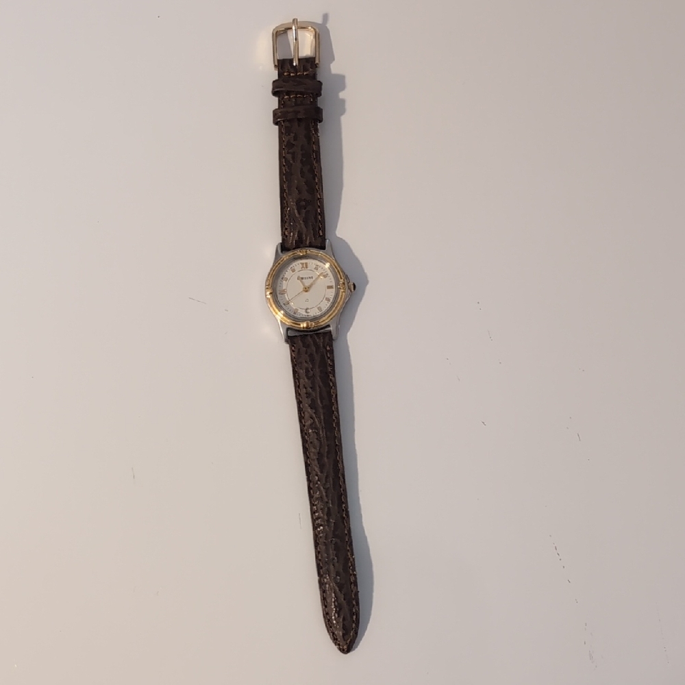 Samsung Women's Watch with Brown Leather Strap and Gold Accents